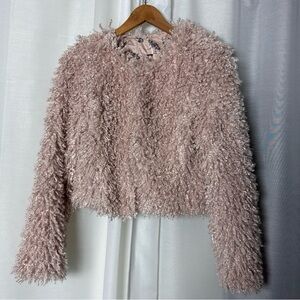 Free People Cream and Gray Floral Jacket